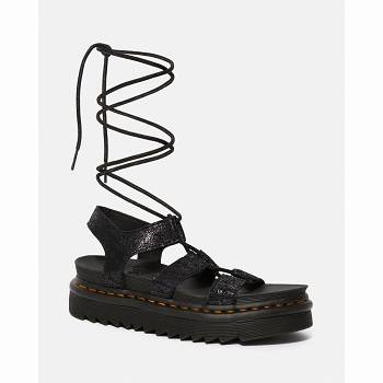 Dr Martens Nartilla Metallic Gladiator - Cierne Sandale Damske, D366SK